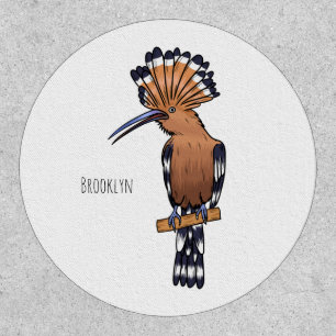 Eurasian hoopoe bird cartoon illustration  patch