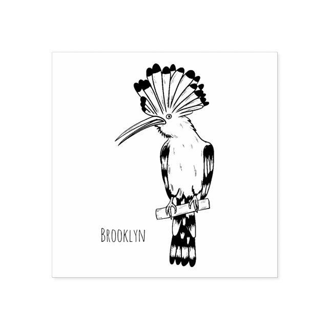 Eurasian hoopoe bird cartoon illustration rubber stamp (Imprint)