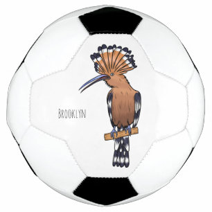 Eurasian hoopoe bird cartoon illustration soccer ball