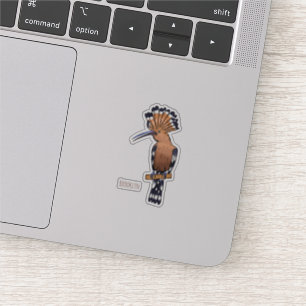 Eurasian hoopoe bird cartoon illustration sticker