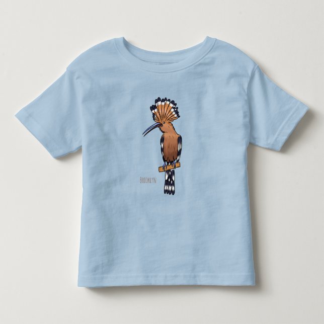 Eurasian hoopoe bird cartoon illustration toddler t-shirt (Front)