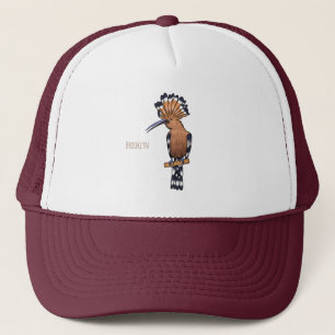 Eurasian hoopoe bird cartoon illustration trucker hat