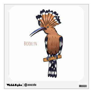 Eurasian hoopoe bird cartoon illustration wall decal