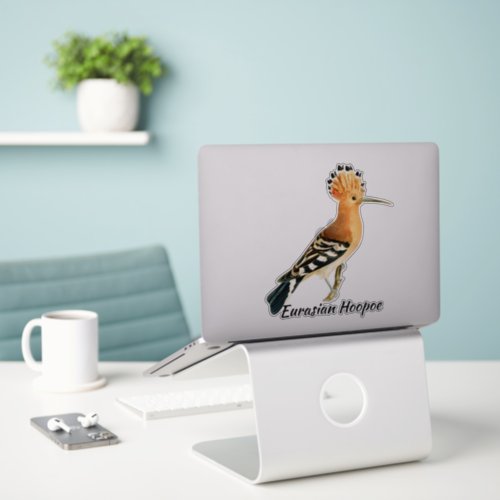 Eurasian Hoopoe bird labeled Sticker