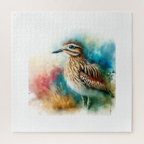 Eurasian Thick Knee in Watercolor AREF652 _ Waterc Jigsaw Puzzle