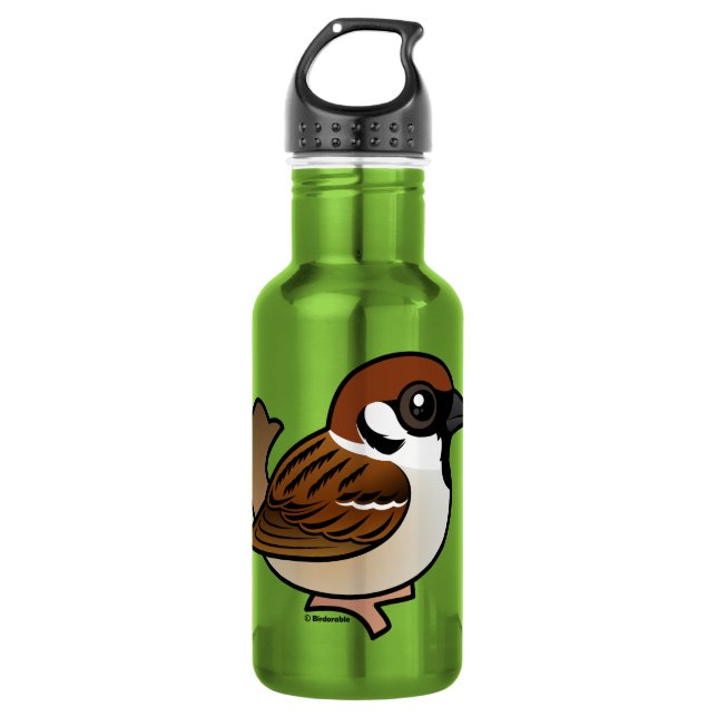 Eurasian Tree Sparrow Stainless Steel Water Bottle (Front)