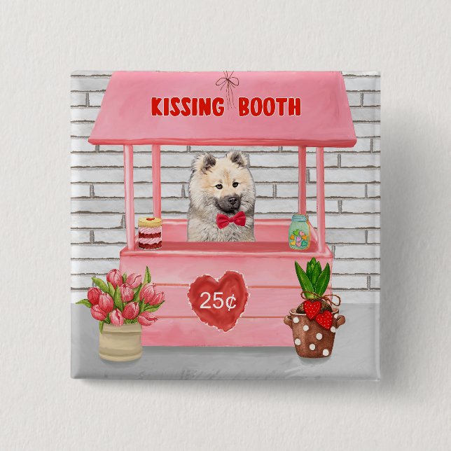 Eurasier Dog Valentine's Day Kissing Booth Button (Front)