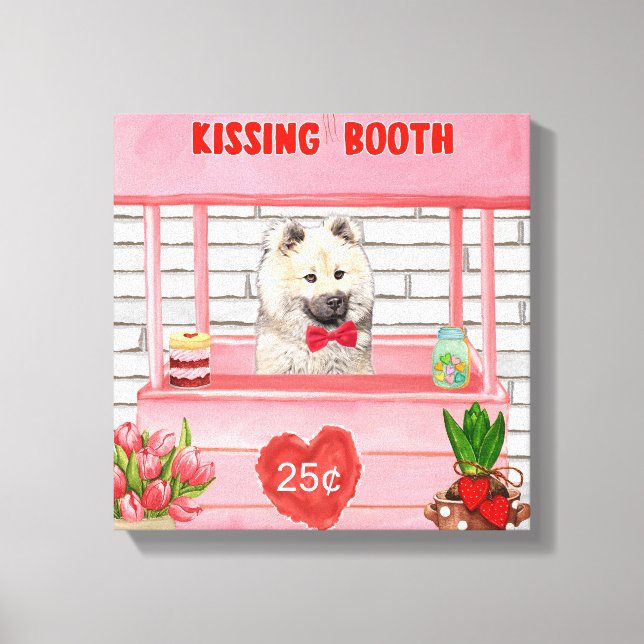Eurasier Dog Valentine's Day Kissing Booth Canvas Print (Front)