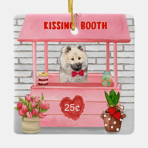 Eurasier Dog Valentines Day Kissing Booth Ceramic Ornament