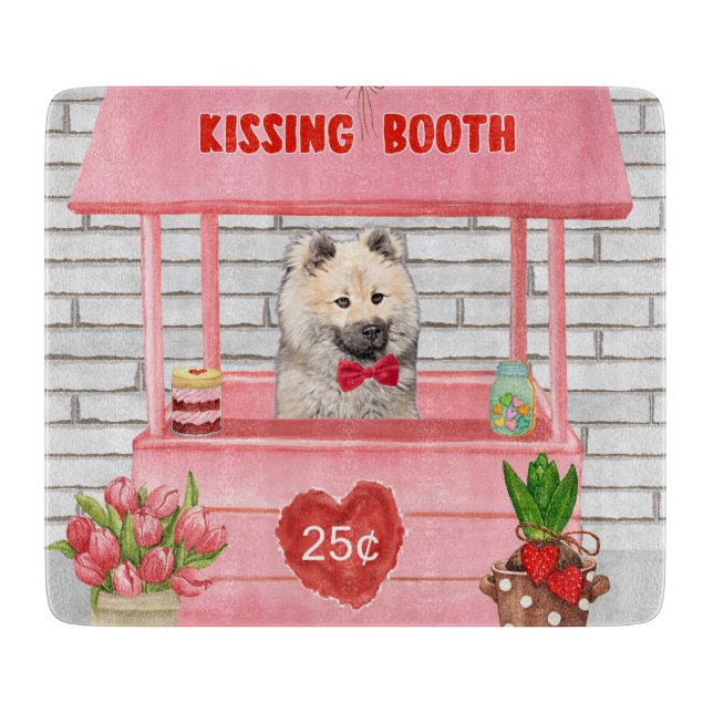 Eurasier Dog Valentine's Day Kissing Booth Cutting Board (Front)
