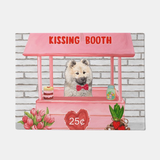 Eurasier Dog Valentine's Day Kissing Booth Doormat (Front)