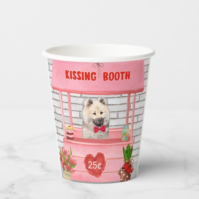 Eurasier Dog Valentine's Day Kissing Booth Paper Cups (Front)