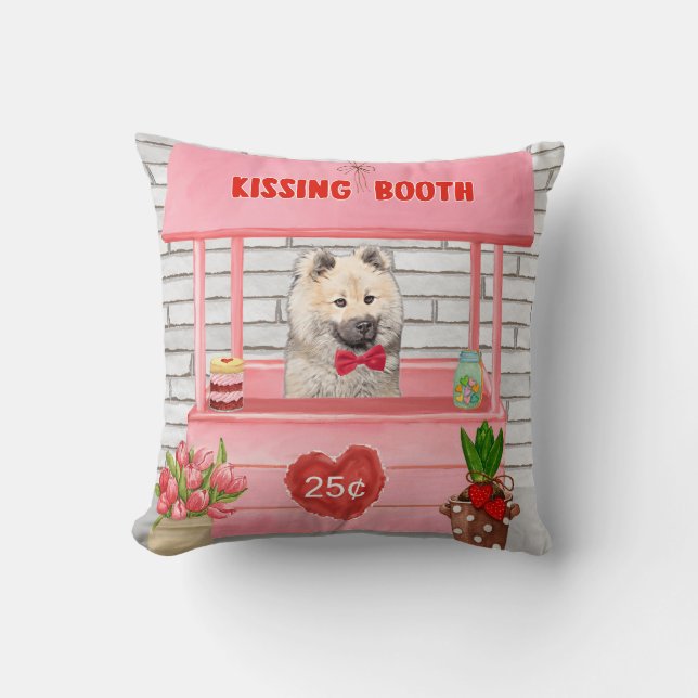 Eurasier Dog Valentine's Day Kissing Booth  Throw Pillow (Front)