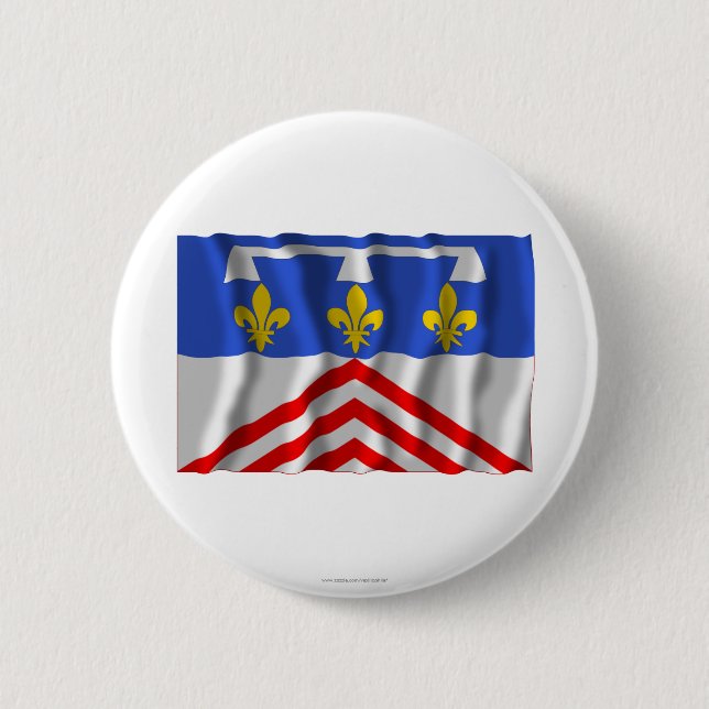 Eure-et-Loir waving flag Pinback Button (Front)