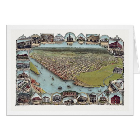 Eureka, CA Panoramic Map - 1902 Cards (Front Horizontal)