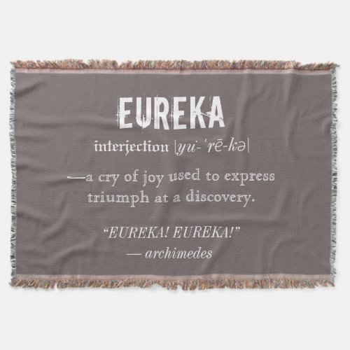 Eureka Definition Archimedes Principle Science Throw Blanket