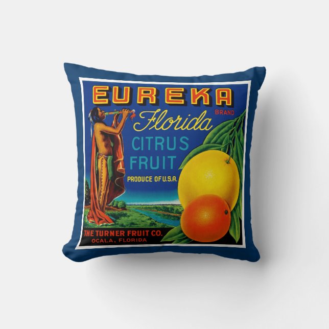 Eureka Florida Citrus Throw Pillow (Front)