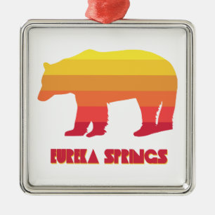 Eureka Springs Arkansas Rainbow Bear Metal Ornament