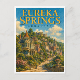 Eureka Springs Arkansas Victorian Hillside GeoSaga Postcard