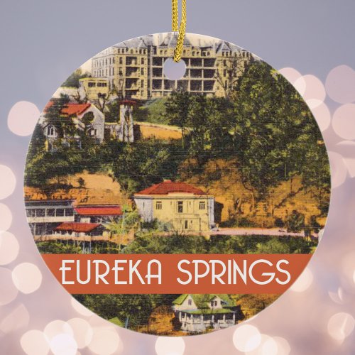 Eureka Springs Arkansas vintage illustration Ceramic Ornament