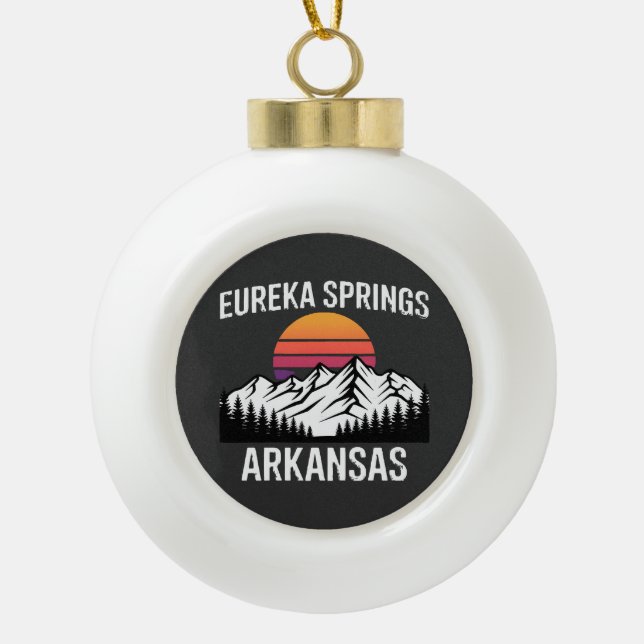Eureka Springs Ceramic Ball Christmas Ornament (Front)