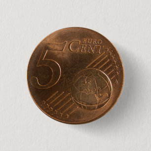 Euro 5 Cent Money Coin Button
