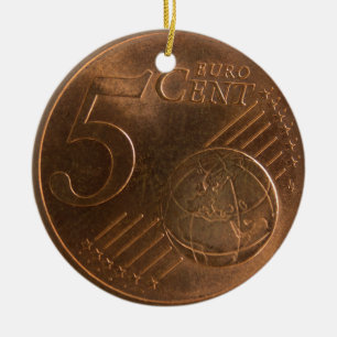 Euro 5 Cent Money Coin Ceramic Ornament