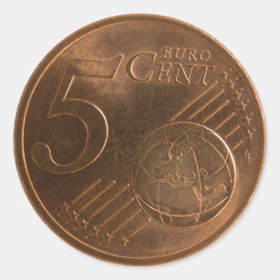 Euro 5 Cent Money Coin Classic Round Sticker