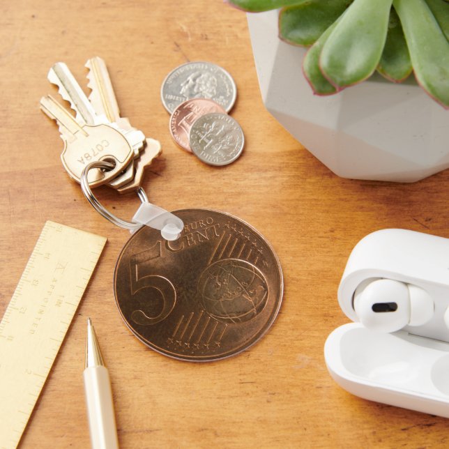 Euro 5 Cent Money Coin Keychain (Desk)