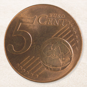 Euro 5 Cent Money Coin Round Paper Coaster
