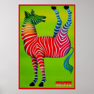 Euro Circ 1970s Vintage Zebra attraction Poster