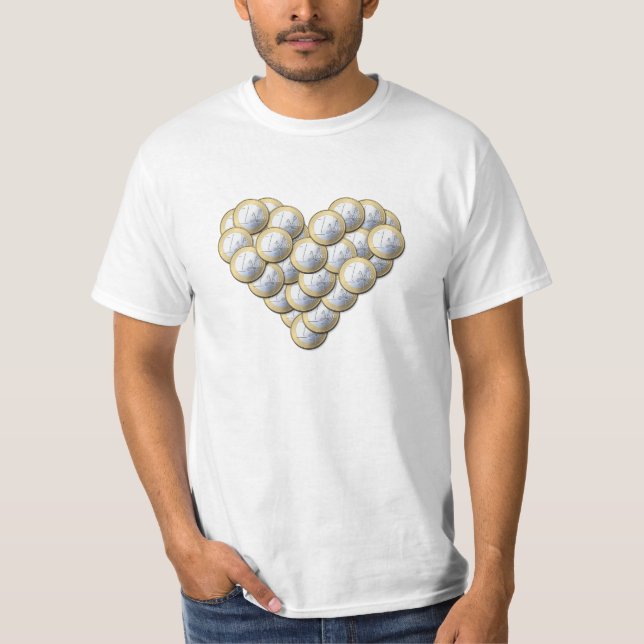 Euro Coins - heart pattern - shirt, choose style T-Shirt (Front)