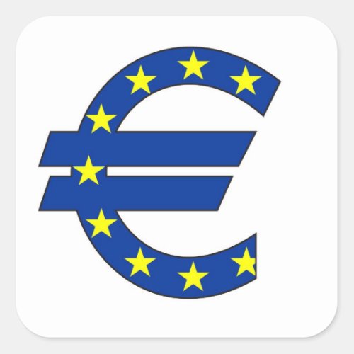 euro currency symbol money sign square sticker