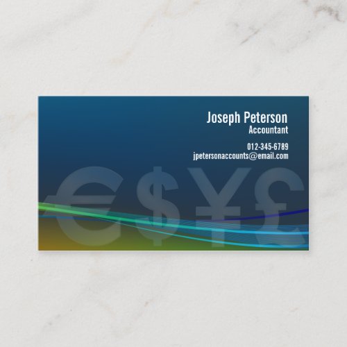Euro Dollar Yen Pound Currency Business Card