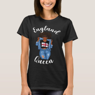Euro Football England Queen Black Girl Women Suppo T-Shirt