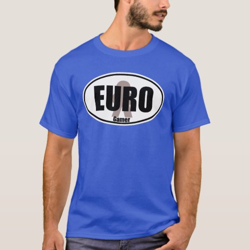 Euro Gamer Dark Decal Oval Meeple Tabletop Fun  T_Shirt