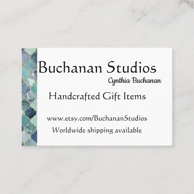 Euro Large Personalize Text Memorable Blues Business Card (Front)