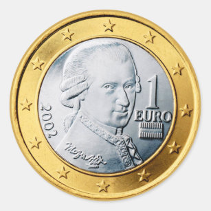 Euro Mozart Coin Classic Round Sticker