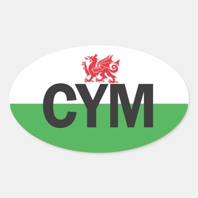 Euro Oval Wales Car Sticker (Front)