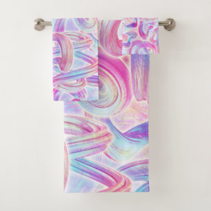 eurobeat holorave - pink and blue : bath towel set