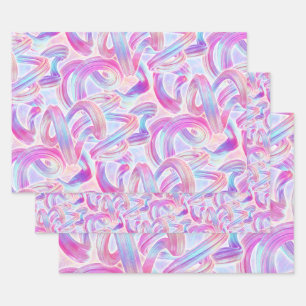 eurobeat holorave - pink and blue : wrapping paper sheets
