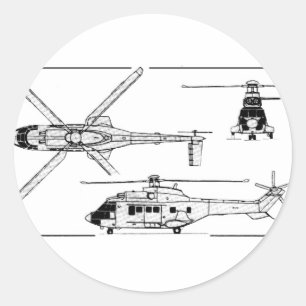 Eurocopter-Super-Puma-SA-33 Classic Round Sticker