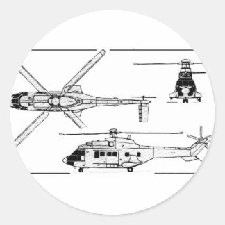 Eurocopter-Super-Puma-SA-33 Classic Round Sticker