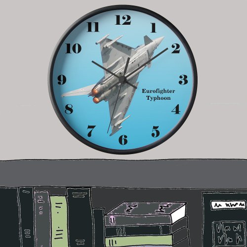 Eurofighter Typhoon on blue all numbers Wall Clock