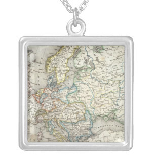 Europ Map Silver Plated Necklace