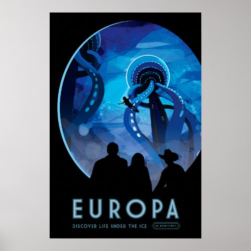 EUROPA Discover Life Under Ice NASA Space Travel Poster