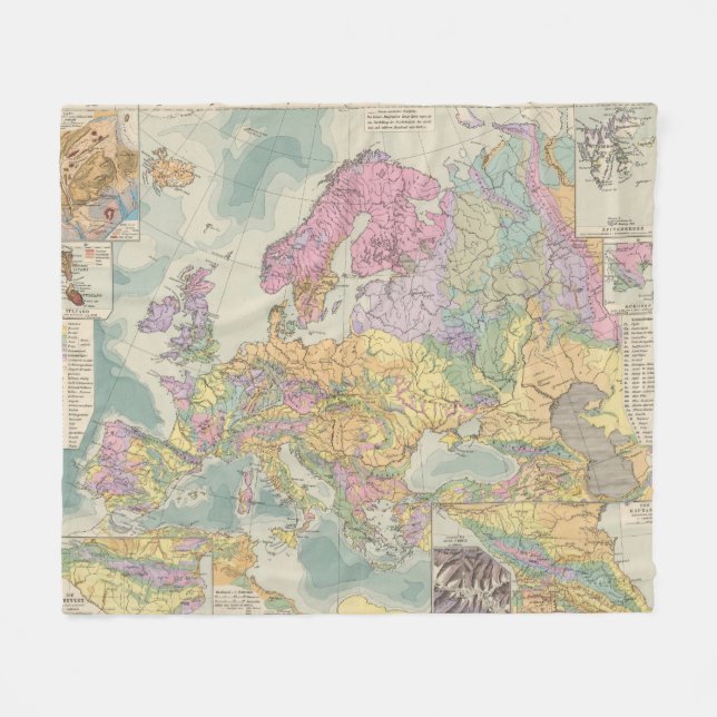 Europa - Geologic Map of Europe Fleece Blanket (Front (Horizontal))