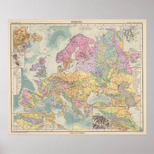 Europa _ Geologic Map of Europe Poster