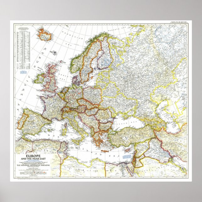 " Europe: 1949 - And the Middle East Map Poster (Front)
