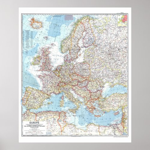  Europe 1957 _ Detailed history map  Poster